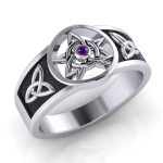 Celtic Trinity Pentacle Amethyst Ring