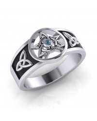 Celtic Trinity Pentacle Blue Topaz Ring