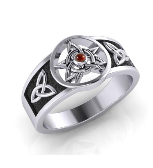 Celtic Trinity Pentacle Garnet Ring