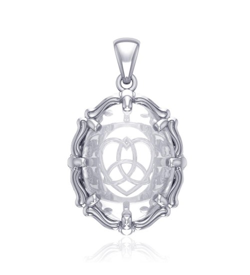 Trinity Heart Natural Clear Quartz Pendant