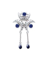 Triple Moon Pendant with Sapphire Gems