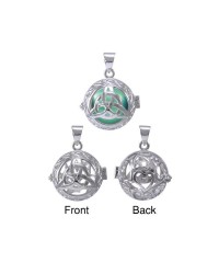 Triquetra Harmony Globe Pendant with Green Bola Ball