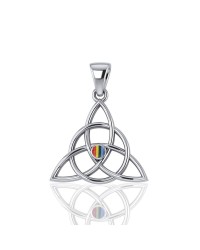 Triquetra Silver Rainbow Gemstone Pendant