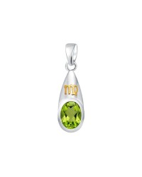 Virgo Zodiac Sign Pendant with Peridot