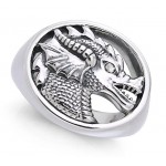 King Arthur Pendragon Seal White Zirconium Ring