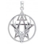 Wiccan Stag Pentacle Pendant in Sterling Silver