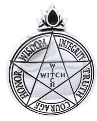 Witch Virtues Pentagram Sterling Silver Pendant