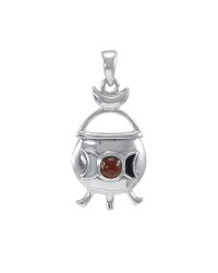 Witches Cauldron Silver & Garnet Pendant