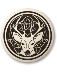 Stag - The Horned God Round Porcelain Necklace