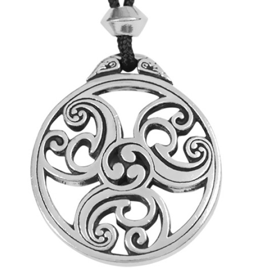 Celtic Triscele Spiral Pewter Necklace