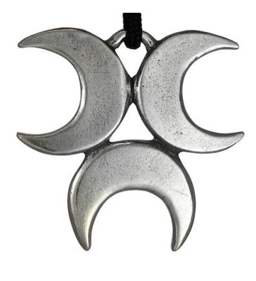 Triple Crescent Moon Magic Pewter Necklace