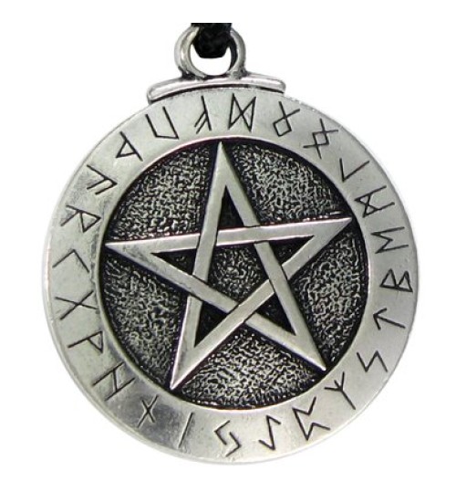 Runic Pentacle Pewter Necklace