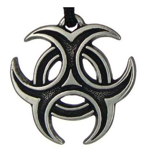 Triple Crescent Moon Witches Rune Pewter Necklace