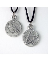 Raven Pentacle Double Sided Pewter Necklace