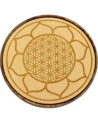 Lotus Flower of Life Wood Crystal Grid