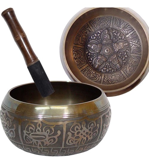 Dhyani Buddhas Small 4.5 Inch Embossed Singing Bowl