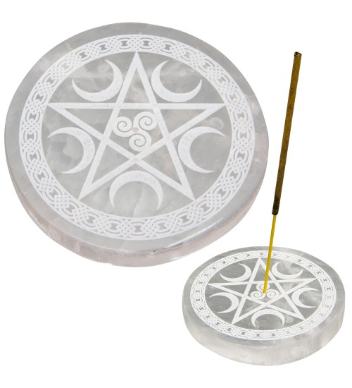 Selenite Pentacle Incense Holder/Charging Plate