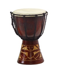 Djembe Mini Drum Carved Red Mahogany Finish - Assorted Designs