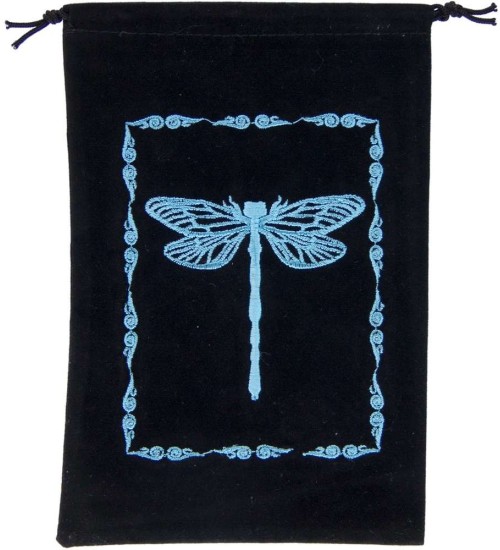 Dragonfly Embroidered Velvet Pouch