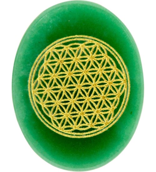 Green Aventurine Flower of Life Worry Stone