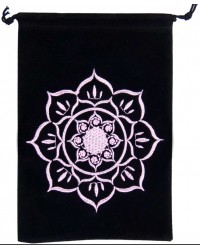 Lotus Embroidered Velvet Pouch