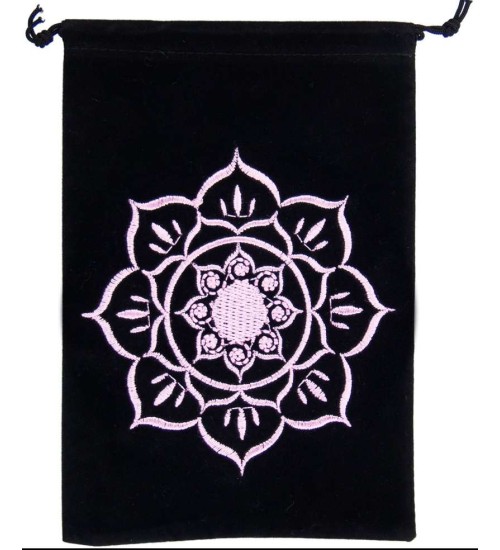 Lotus Embroidered Velvet Pouch