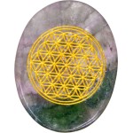 Rainbow Fluorite Flower of Life Worry Stone