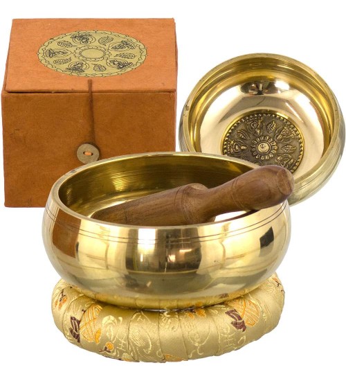 Tibetan Wheel of Life Singing Bowl Gift Set