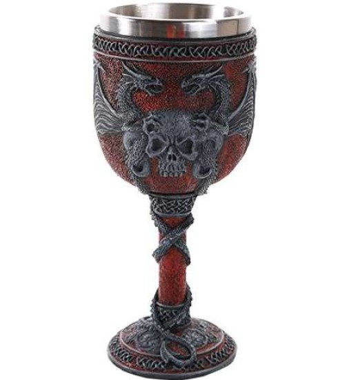 Double Dragon and Skull Goblet