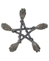 Witches Broom Pentagram Wall Plaque