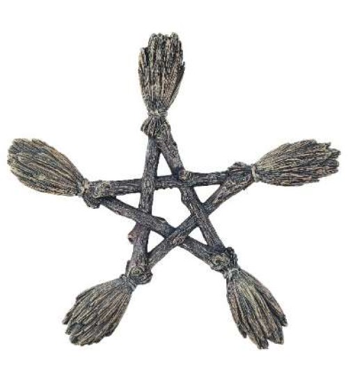 Witches Broom Pentagram Wall Plaque