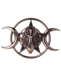 Spiral Goddess Triple Moon Bronze Plaque