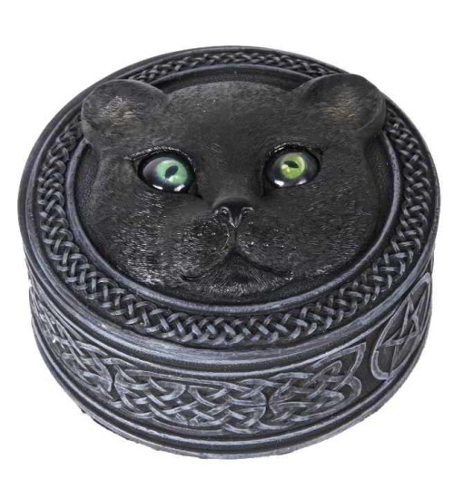 Black Cat Trinket Box with Rolling Eyes