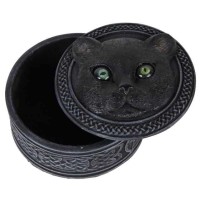 Black Cat Trinket Box with Rolling Eyes