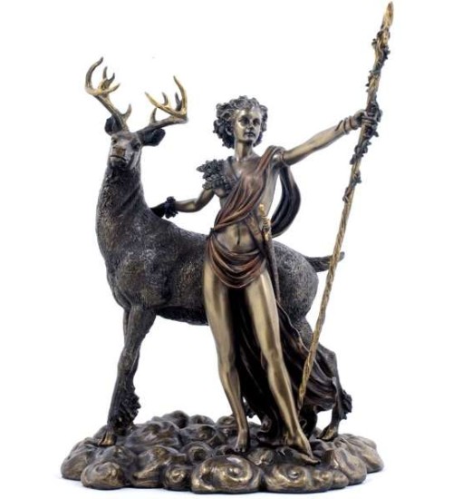 Diana Artemis Greek Goddess of the Hunt Statue with Deer