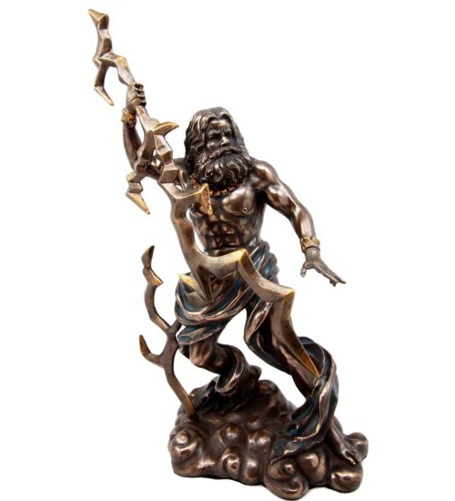 Zeus Greek King of Gods with Thunderbolt Bronze Statue