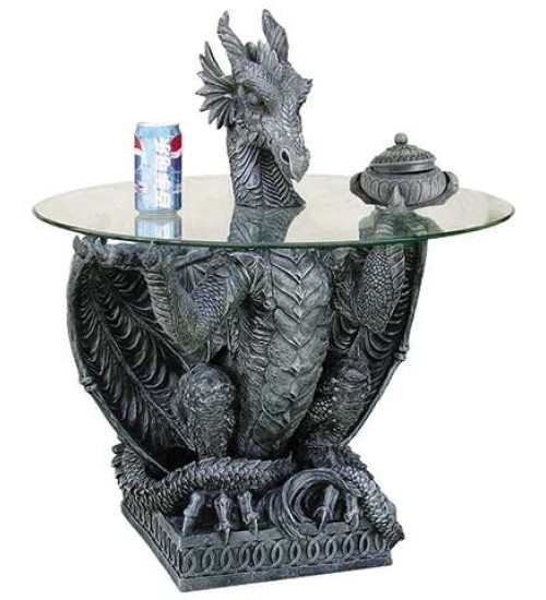 Dragon Side Table with Glass Top