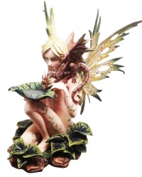 Forest Fairy with Baby Dragon Statue