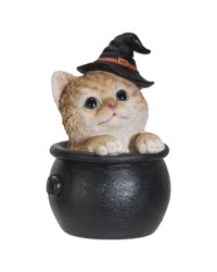 Witches Cat in a Cauldron Statue