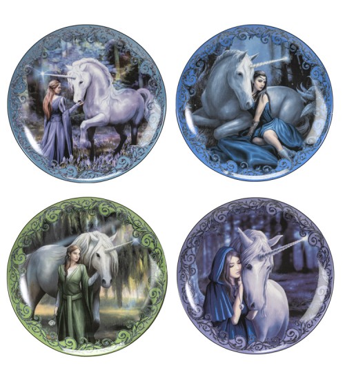 Unicorn and Maiden Desert Plate Set of 4