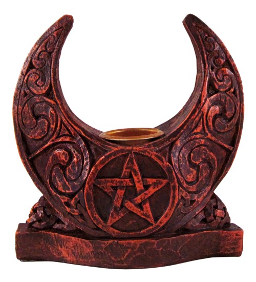 Crescent Moon Pentacle Candle Holder