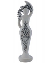 Pentacle Goddess White Stone Finish Altar Statue