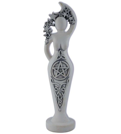 Pentacle Goddess White Stone Finish Altar Statue