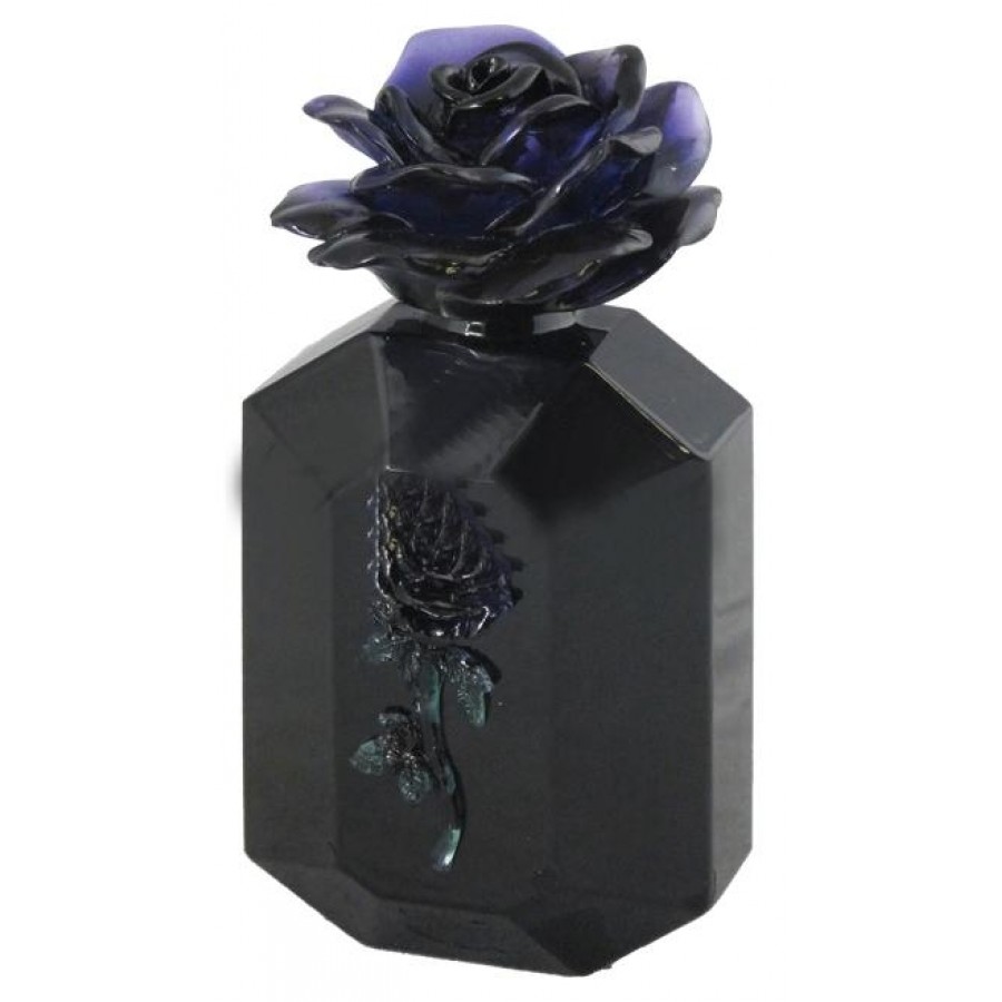 purple and black perfume bottle