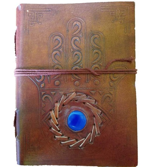 Hamsa Evil Eye Blank Book With Cord - 7 Inches