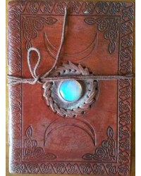 Triple Moon Gemstone Leather 7 Inch Journal
