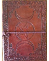 Triple Moon Pentacle Leather 7 Inch Journal