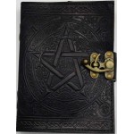 Pentacle Black Leather Book of Shadows 7 Inch Journal with Latch