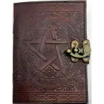 Pentacle Brown Leather Book of Shadows 7 Inch Journal with Latch