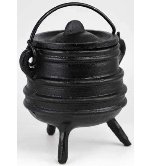 Cast Iron 3 Inch Ribbed Cauldron with Lid